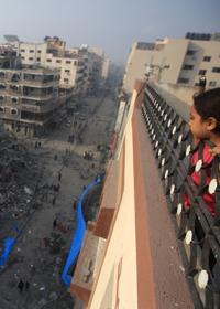 Bombardierung im Gazstreifen. Foto: Mohammed Zaanoun