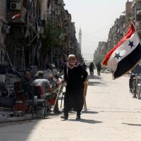 Zerstörte Straße in Syrien. Foto: Reuters