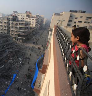 Bombardierung im Gazstreifen. Foto: Mohammed Zaanoun